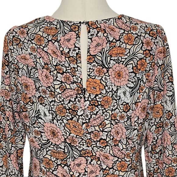 Anthropology HD In Paris Floral Patterned Keyhole 3/4 Sleeve Dress Size SP - Picture 6 of 11